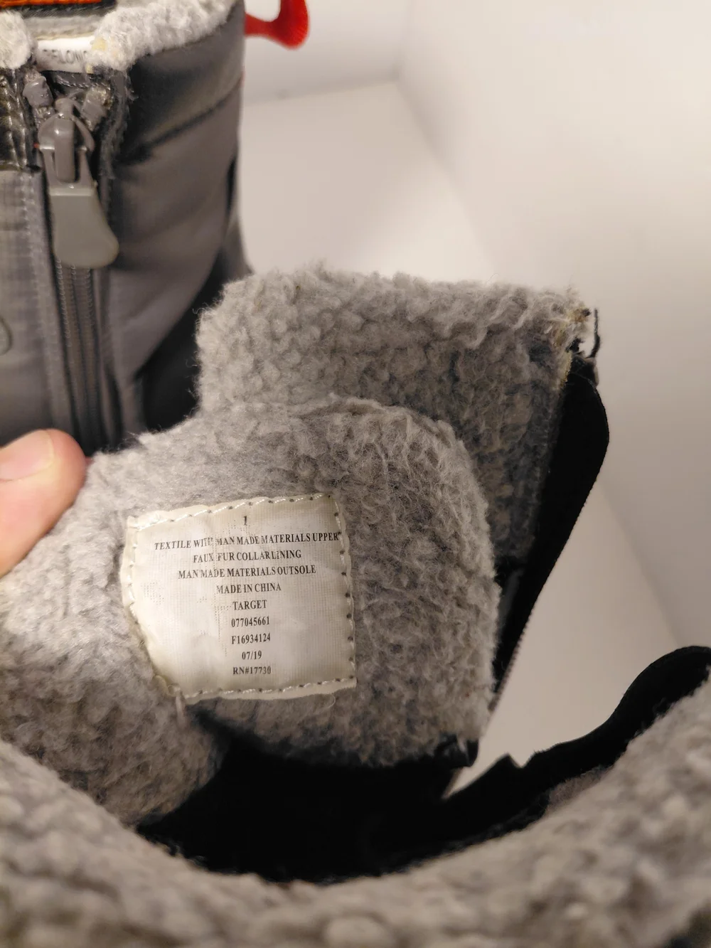 Kids Grey Winter Snow Boots with Sherpa Lining